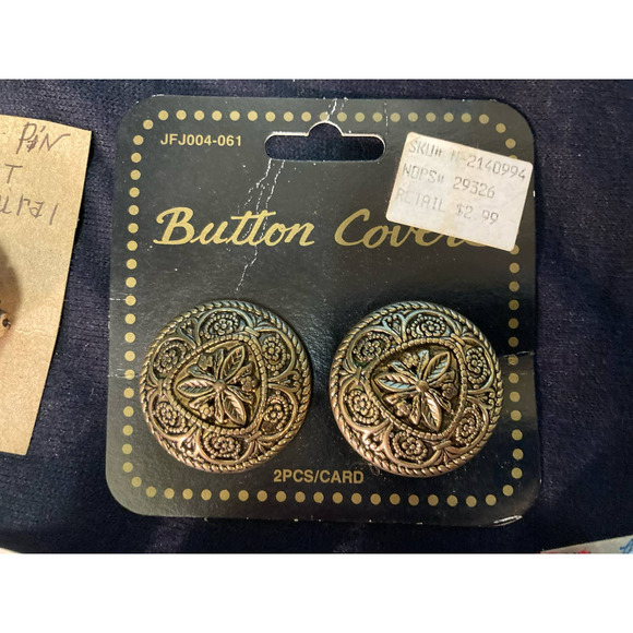 VINTAGE Helen Piper Lot Folk Art Handmade Buttons Pin Necklaces Black Walnut - Picture 7 of 8